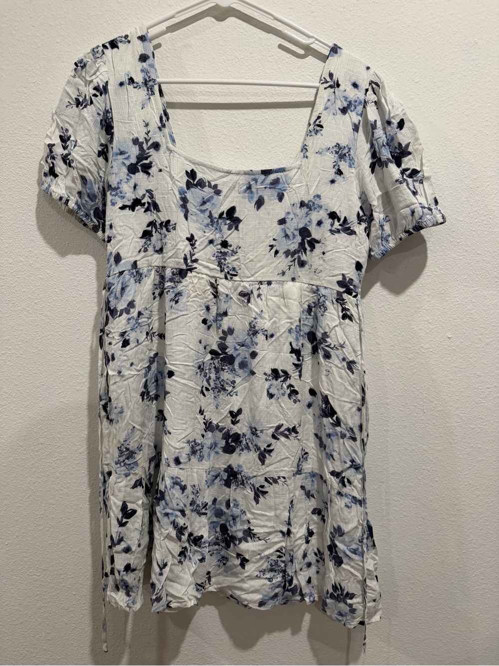 Maurices White Tunic with Blue Floral Print